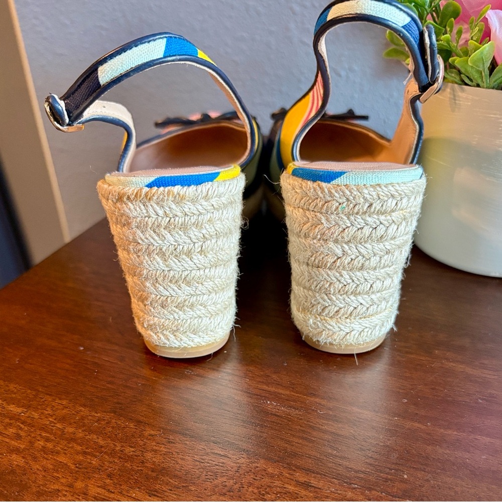 Size 7.5 Kate Spade Striped Multicolor Espadrille Wedge Slingback - Women's - Picture 8 of 16